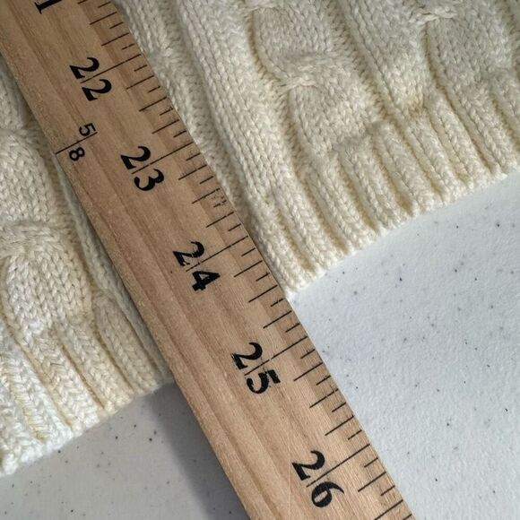 L.L.Bean Women’s White Cable Knit Zip Up Sweater Size 1X Plus Size 100% Cotton - Picture 9 of 10